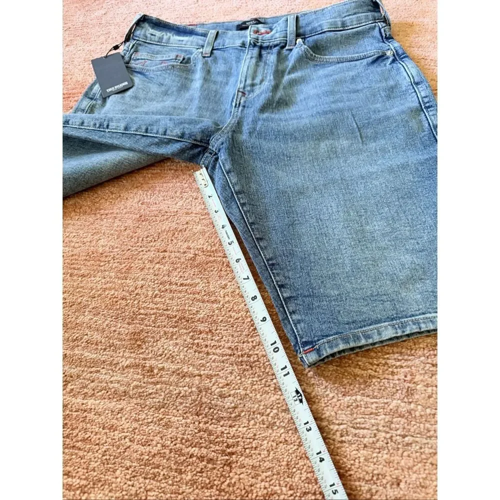NWT True Religion Ricky Relaxed Straight Denim Shorts W32 Light Wash Men’s
